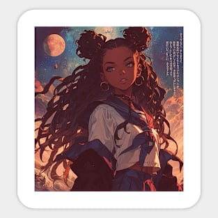 Melanated Anime Girl Sticker